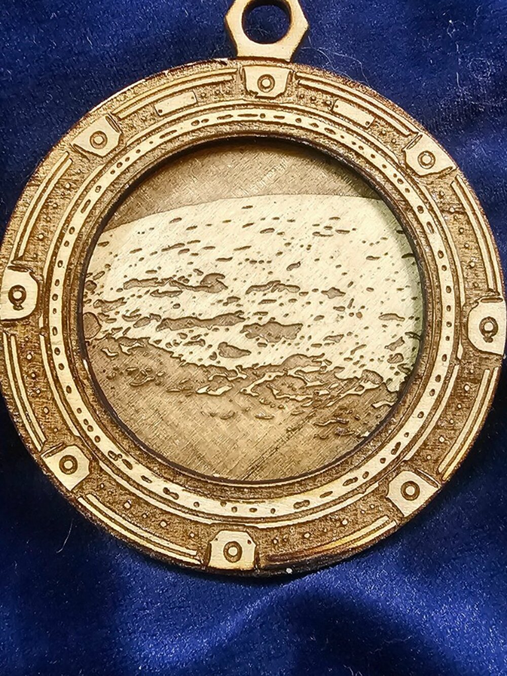 Handcrafted Moon Surface Wooden Pendant | Lunar Space Pendant